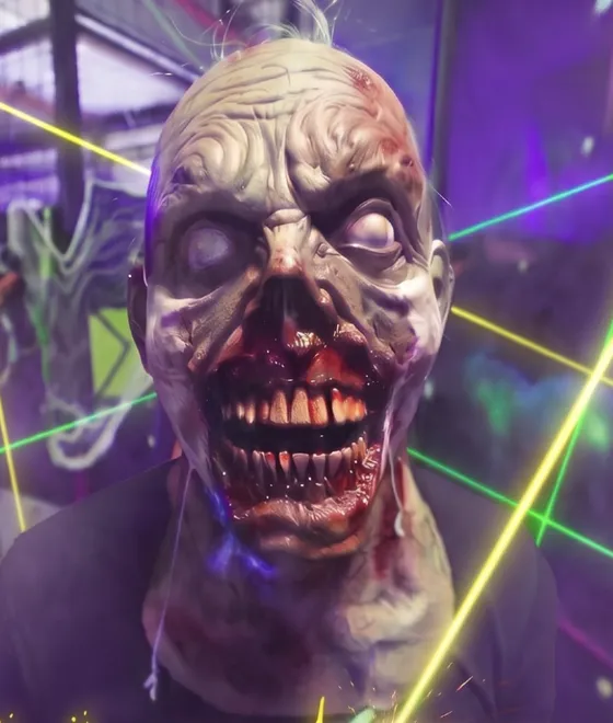Zombie in the haunted laser tag maze